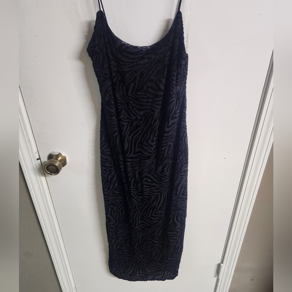 Black Zebra Print Dress, NWT